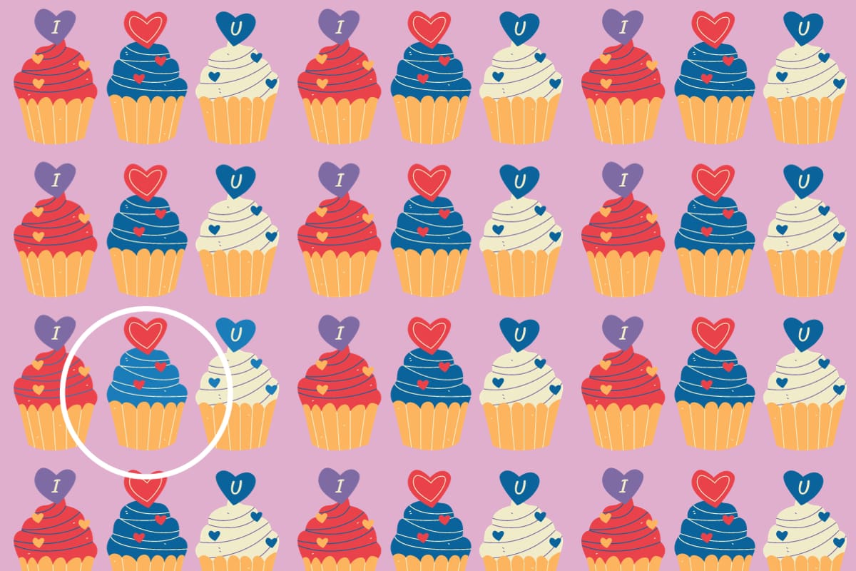 Aquí se encontraba el pastel diferente del test visual.