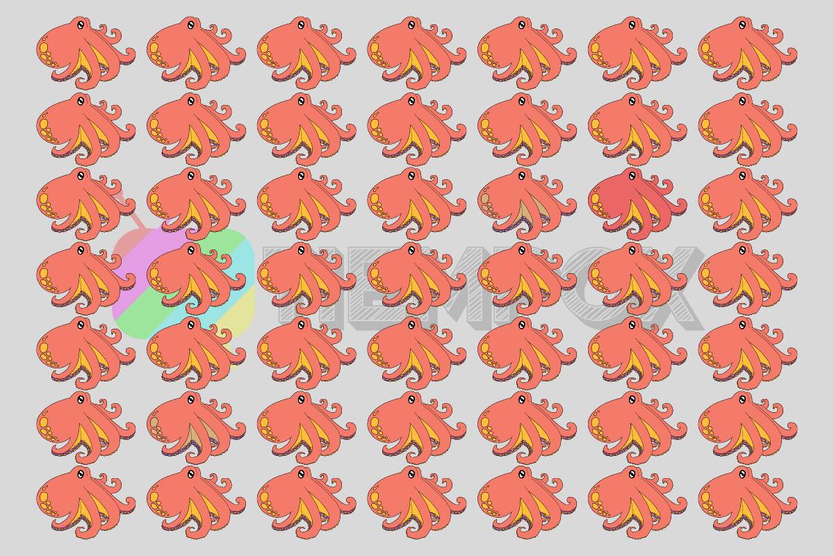 Test Visual Encuentra los pulpos de diferente color. - Créditos: Tiempox.com