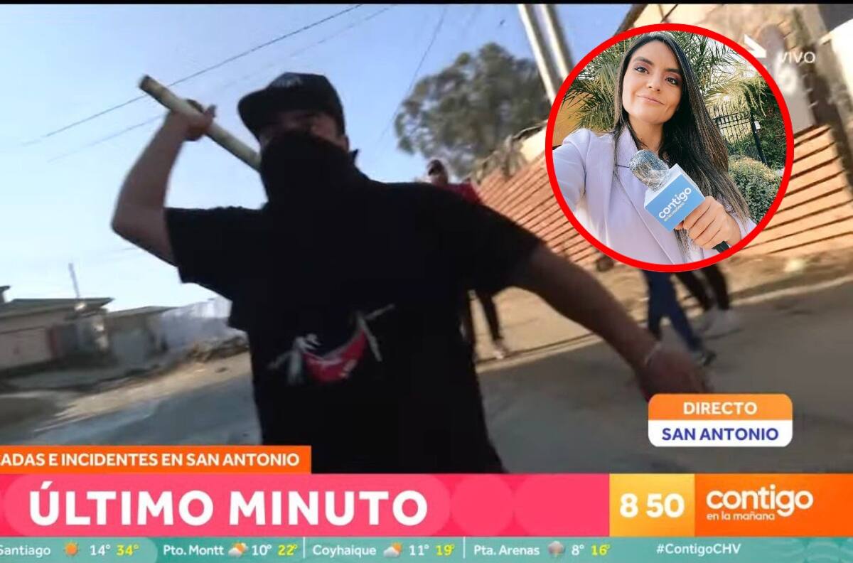 “¡Cuidado, Dani!”: Periodista de Chilevisión es increpada con palos y piedras en plena transmisión en vivo