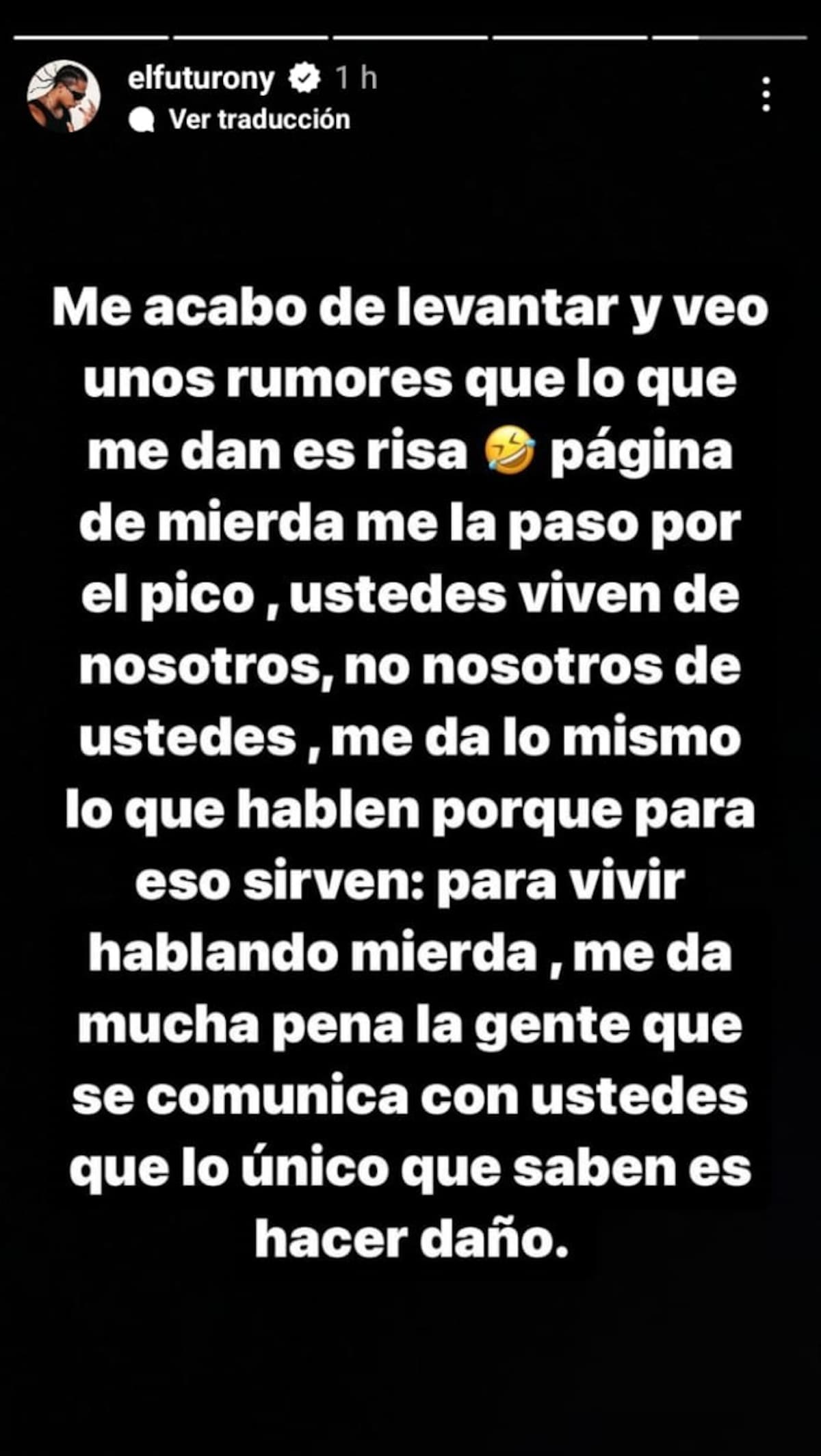 Uriel Romero se defendió de rumores de infidelidad en una historia de Instagram que luego borró
