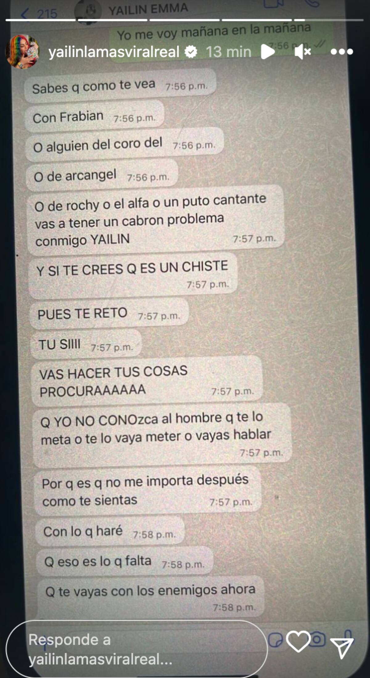 Mensaje que Anuel le mandaba a Yailin