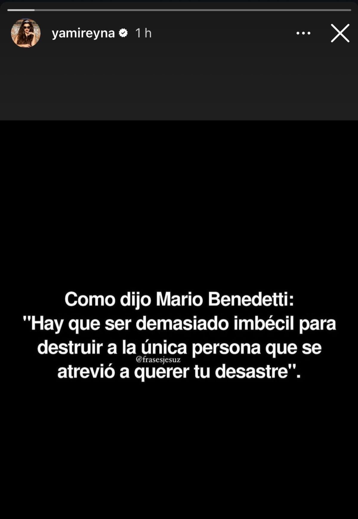 Y la publicación que subió a sus redes sociales contra Américo. Foto: Captura @YamiReyna en Instagram