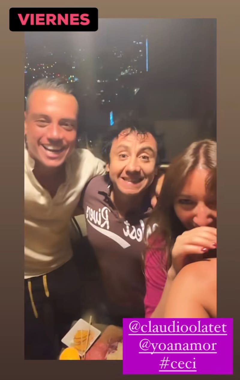 Yamila Reyna y Yoan Amor junto a Claudio Olate y su pareja Cecilia. - Créditos: Captura de pantalla Instagram