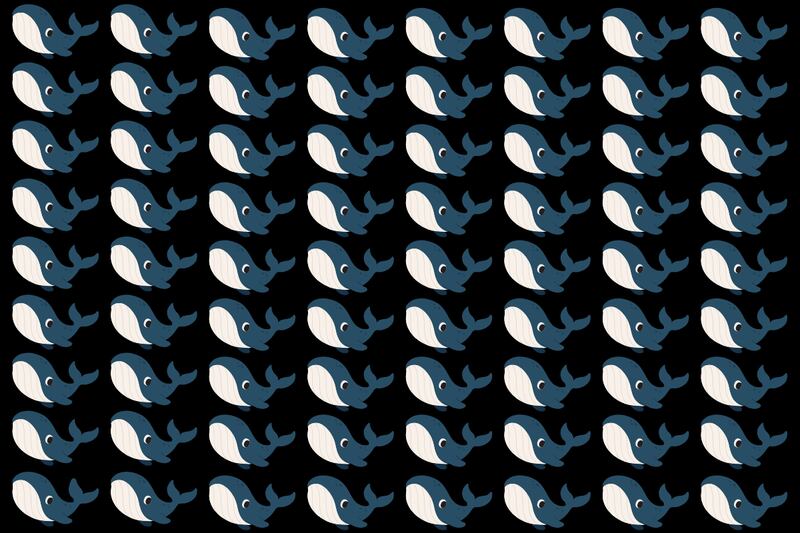 En este test visual se ven muchas ballenas en miniatura, y solo dos de ellas son diferentes.